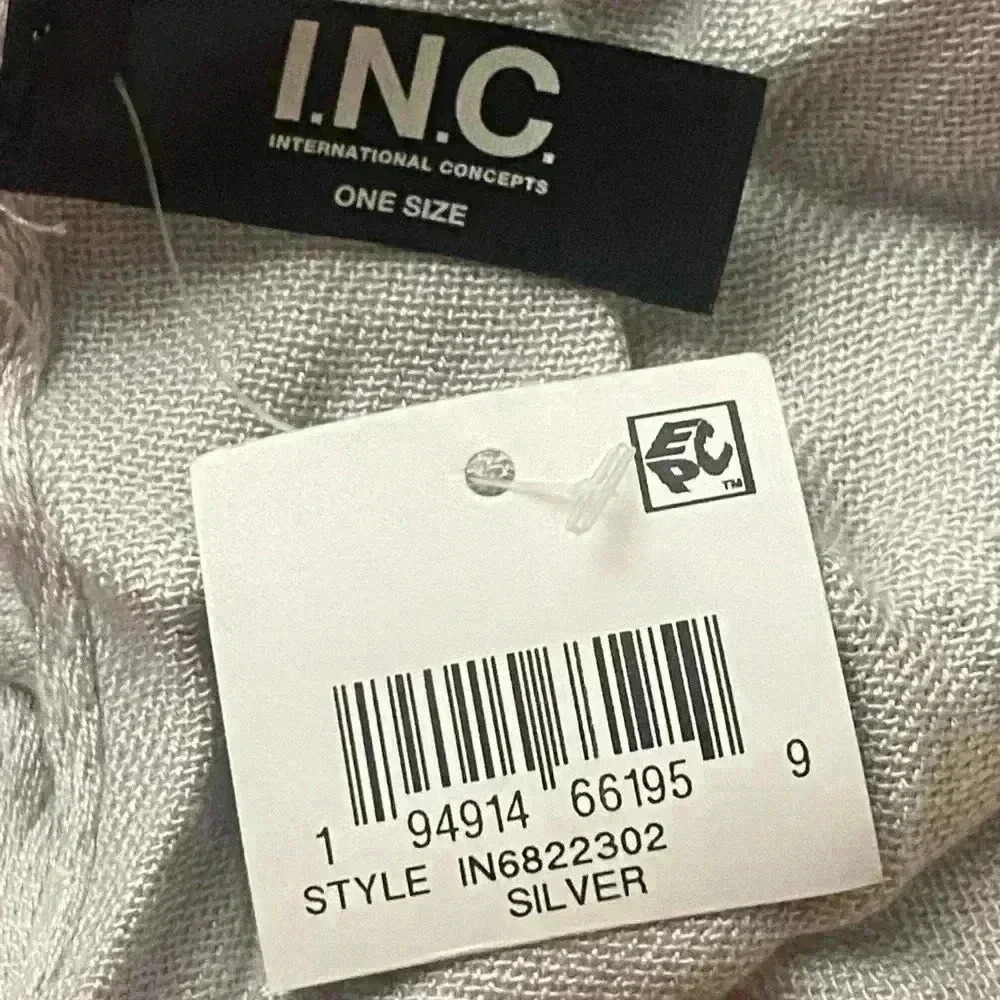 INC Silver with Rhinestone Accents 100% Rayon Scarf NWT - Picture 5 of 6